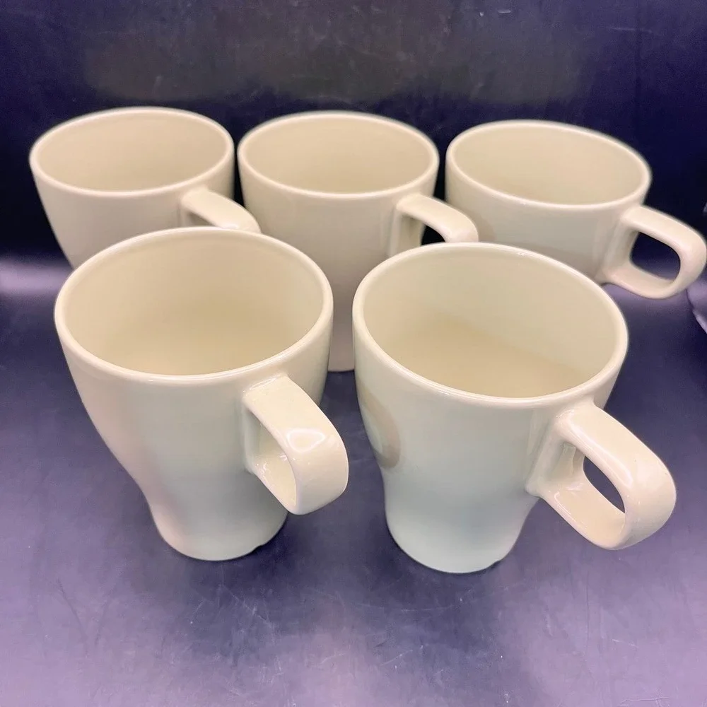 IKEA Mugs Cups-Set of 5 -‎ Coffee Tea Stackable Square Handle Green